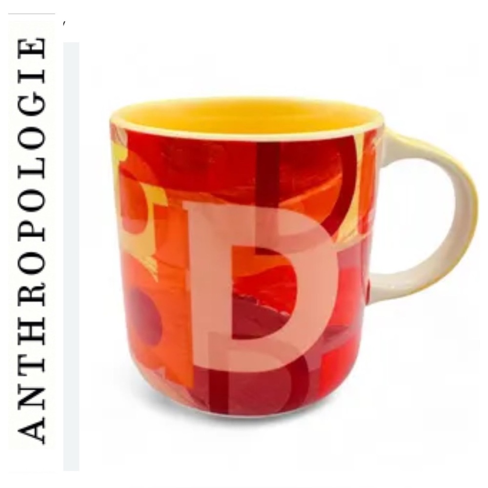 NEW Anthropologie Lottie Initial D mug NWOT